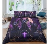 Doberman Bedding Set Duvet Cover Comforter For Kids Boys Teen Men Soft Lightweight Halloween DogQuilt Bedroom Dorm Decor Double(200x200cm)