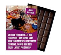 Doberman Birthday Boxed Chocolate Gift Silly Present Card for Dog Lovers Funny 100 Gram Belgian Milk Chocolate Greeting Bar Not a Dog Treat Human Consumption Only