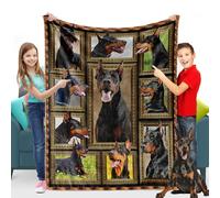 Doberman Blanket, Doberman Gifts for Boys Girls, Kids Throw Blanket for Couch Bed, Cozy Fuzzy Soft Flannel Fleece Blanket Small Size 40" X 50" Toddler Blankets and Throws for Daycare Nap Preschool