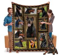 Doberman Blanket, Doberman Gifts for Women Men, Cozy Fuzzy Soft Throw Blanket for Couch Bed Sofa, Warm Flannel Fleece Blanket Throw Size 50" X 60", Lightweight Plush Travel Blankets and Throws
