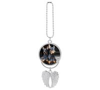 Doberman Car Hanging Ornament Rear View Mirror Pendant Lucky Presents Hanging Ornament Funny Car Pendant for Office Auto Home Decoration Silver-style