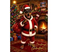 Doberman Christmas Card for Godmother (Funny Santa Dog)