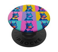 Doberman Colorful Pop Art Bow Tie Dog Grid Portrait PopSockets Adhesive PopGrip
