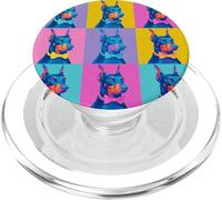 Doberman Colorful Pop Art Bow Tie Dog Grid Portrait PopSockets PopGrip for MagSafe