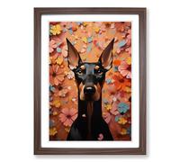 Doberman Dadaism Framed Wall Art Print, Ready to Hang Picture for Living Room Bedroom Home Office, Walnut A2 (48 x 66 cm)