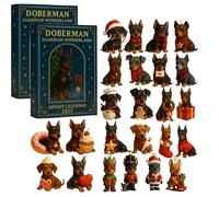 Doberman Guardian Wonderland Advent Calendar 2025, Cute Mini Dog Themed with Ornaments Charms Toy, Funny Dog Themed Countdown Calendar, Home Décor for Dogs Lovers & Collectors (2PCS)