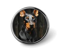 Doberman Lapel Pin Exquisite Fashion Brooches Personalized Button Badge Novelty Unique Cute Button Pins Round Badge Pin Metal Brooch Pins for Backpack Bags Jacket