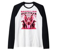 Doberman Mom Mama Dog Mother's Day 90s Bootleg Style Raglan Baseball Tee