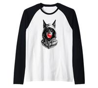 Doberman or Dobie with Bubble Gum Raglan Baseball Tee