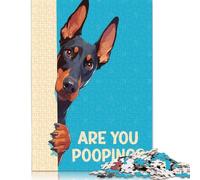 Doberman Peeking Are You Poopoing Puzzles 1000 Piece Puzzle Adult Jigsaw Puzzle Jigsaw Puzzles for Adults Educational Game Challenge Toy 38x26cm/1000pcs