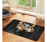 Doberman Pet Feeding Mat 40x60cm, Absorbent Dog Mat for Food and Water Bowl, PU Leather Cat Food Mat Waterproof Dog Bowl Mats Quick Dry Pet Placemats-No Stains