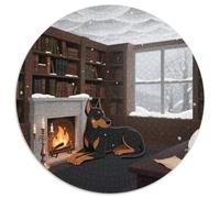 Doberman Pinscher 1000 Piece Round Puzzle For Adults And Kids Cute Pets Jigsaw Puzzles Creative Unique Challenge Games Impossible Hard Difficult Challenging Puzzles 1000pcs (67.5x67.5cm)