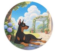 Doberman Pinscher 1000 Piece Round Puzzle for Adults Kids 14+ Cute Pets Jigsaw Puzzle Creative Unique Challenge Games Impossible Hard Difficult Challenging Puzzles 1000pcs (67.5x67.5cm)