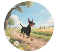 Doberman Pinscher 1000 Piece Round Puzzle for Adults Kids 14+ Cute Pets Jigsaw Puzzles Creative Unique Challenge Games Stress Reliever Difficult Challenge 1000pcs (67.5x67.5cm)
