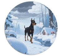 Doberman Pinscher 1000 Piece Round Puzzle for Adults Kids 14+ Cute Pets Puzzles Creative Unique Challenge Games Impossible Hard Difficult Challenging Puzzles 1000pcs (67.5x67.5cm)