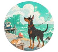 Doberman Pinscher 1000 Piece Round Puzzles For Adults And Kids Cute Pets Jigsaws Creative Unique Challenge Games Family Game 1000pcs (67.5x67.5cm)