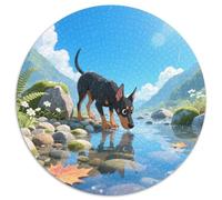 Doberman Pinscher 1000 Piece Round Puzzles for Adults Kids 14+ Cute Pets Puzzles Creative Unique Challenge Games Stress Reliever Difficult Challenge 1000pcs (67.5x67.5cm)