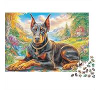 Doberman Pinscher 1000 Pieces Jigsaw Puzzle for Adults. Difficult Puzzle, Game Challenge Toy, Home Decoration 52x38cm/1000pcs