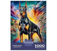 Doberman Pinscher 1000 Pieces Jigsaw Puzzle for Adults. Difficult Puzzle, Game Challenge Toy, Home Decoration 52x38cm/1000pcs