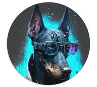 Doberman Pinscher Adult Jigsaw Puzzles 1000 Pieces 1000 Piece Round Puzzle Colorful Home Decor & Interactive Family Game, (Size 67.5x67.5cm)