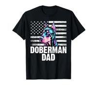 Doberman Pinscher Dog Dad American Flag Dobie Dad T-Shirt