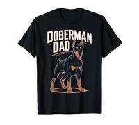 Doberman Pinscher Dog Dad Silhouette Fur Dog Papa Dog Lover T-Shirt