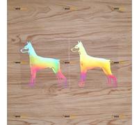 Doberman Pinscher Dog Sticker Decal Vinyl German - 2 Pack Holographic Iridescent 12.7cm - for Car Boat Laptop Cup No Background Die-Cut