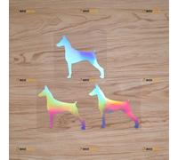 Doberman Pinscher Dog Sticker Decal Vinyl German - 3 Pack Holographic Iridescent 10.2cm - for Car Boat Laptop Cup No Background Die-Cut 0214a5