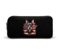Doberman Pinscher Dog U.S.A Flag Pencil Case Pen Box Stationery Bag Makeup Organizer Multifunctional Pouch Holder