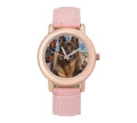 Doberman Pinscher German Shepherd Yorkshire Terrier Dogs Casual Women's Watch Slim Analog Display Quartz Wrist Watches with Leather Strap