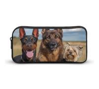 Doberman Pinscher German Shepherd Yorkshire Terrier Dogs Novelty Pencil Cases Multipurpose Large Pen Pouch Makeup Storage Bag