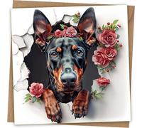 Doberman Pinscher Greeting Card - Funny Dog Face Greeting birthday Card