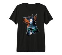 Doberman Pinscher Howling to The Moon Dobbie Premium T-Shirt