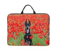 Doberman Pinscher In The Flower, 14 Inch Laptop Sleeve, Notebook Bag Laptop Case Sleeve Briefcase with Handle