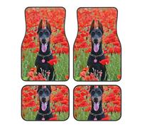 Doberman Pinscher In The Flower,Car Floor Mats Set of 4,Vehicle Floor Rugs Non-Slip Auto Foot Mats Car Accessories