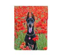 Doberman Pinscher In The Flower, PU Leather Laptop Sleeve, Notebook Bag Laptop Case Sleeve Tablet Briefcase