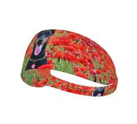Doberman Pinscher In The Flower,Sports Sweatband for Unisex Multi Headband Elastic Exercise Hairband