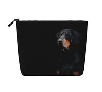 Doberman Pinscher Pets Dogs Black Dogs Doberman, Daily Use Makeup Cosmetic Bag Imitation Linen Makeup Bag Portable Travel Toiletry Bag