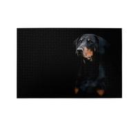 Doberman Pinscher Pets Dogs Black Dogs Doberman, Jigsaw Puzzles 1000 Pieces Wooden Jigsaw Toy Family Game Wall Decor