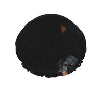 Doberman Pinscher Pets Dogs Black Dogs Doberman,Shower Cap Nightcap Double Layer Waterproof Elastic Bath Cap Reusable Hair Cap