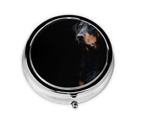Doberman Pinscher Pets Dogs Black Dogs DobermanMeta Pill Box 3 Compartment Medicine Case,Portable Organizer
