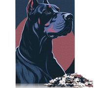 Doberman Pinscher Portrait Illustration Puzzle Friendly Materials 100 Percent Recycled Cardboard Jigsaw Puzzle for Adult Children Easter Gift 500pcs (52x38cm)