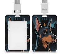 Doberman Pinscher Retractable ID Badge Holder with Lanyard - Vertical Badge Reel,Keychain Clip,Name Tag Id Card Holder Protector for Nurse Officer Teacher Security Staff Women Men