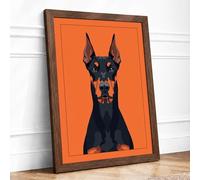 Doberman Presence Modern Framed Wall Art Print A1 (84.1×59.4cm) Walnut, Wall Decor for Living Room, Bedroom, Office & Home, Ready to Hang, Art Gift
