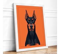 Doberman Presence Modern Framed Wall Art Print A1 (84.1×59.4cm) White, Wall Decor for Living Room, Bedroom, Office & Home, Ready to Hang, Art Gift