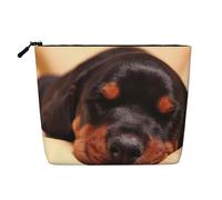 Doberman Puppy Sleeping Dogs Pets Dogs Doberman, Cosmetic Bag Imitation Linen Makeup Bag Portable Travel Toiletry Bag