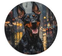 Doberman Puzzle 1000 Piece Jigsaw Circular Jigsaws Adults Kids Puzzles Puzzling Fun Creative Challenge Games Home Decoration 1000pcs (67.5x67.5cm)