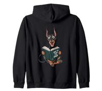 Doberman reads how to train your human funny cartoon-des Zip Hoodie