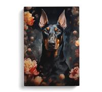 Doberman Romanticism Art Canvas Print | Gallery Wrapped 30mm Frame Wall Art | 30x20 inches | Ready to Hang | Contemporary Picture | Living Room Bedroom Lounge Office
