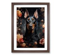 Doberman Romanticism Framed Print | A2 Walnut Framed Wall Art | Ready to Hang | Modern Nature Picture | Living Room Bedroom Lounge Office
